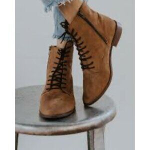 Roolee 39 Tan Suede Lace Up Boot Boho Casual Indie